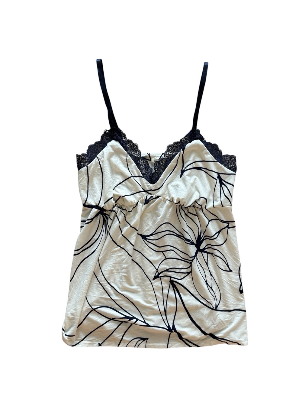 Y2K Soma Floral Lace Trim Cami Womens Medium Satin Sleep Tank Boho